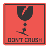 Don't Crush Printed Label Black on Orange 99mm x 99mm  500 Labels Roll